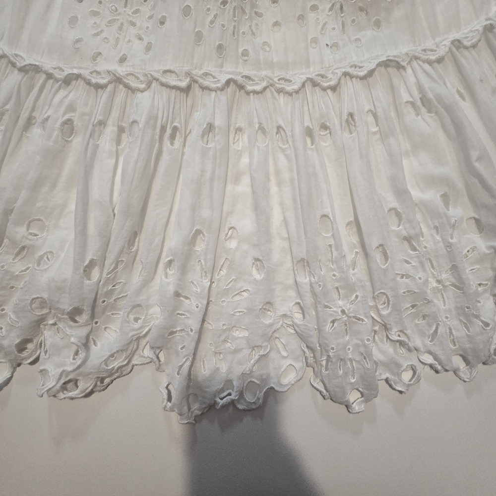 Sea New York Addie Eyelet Dress Off-White A-line Short Sleeves Mock Neck Size L - Picture 3 of 12